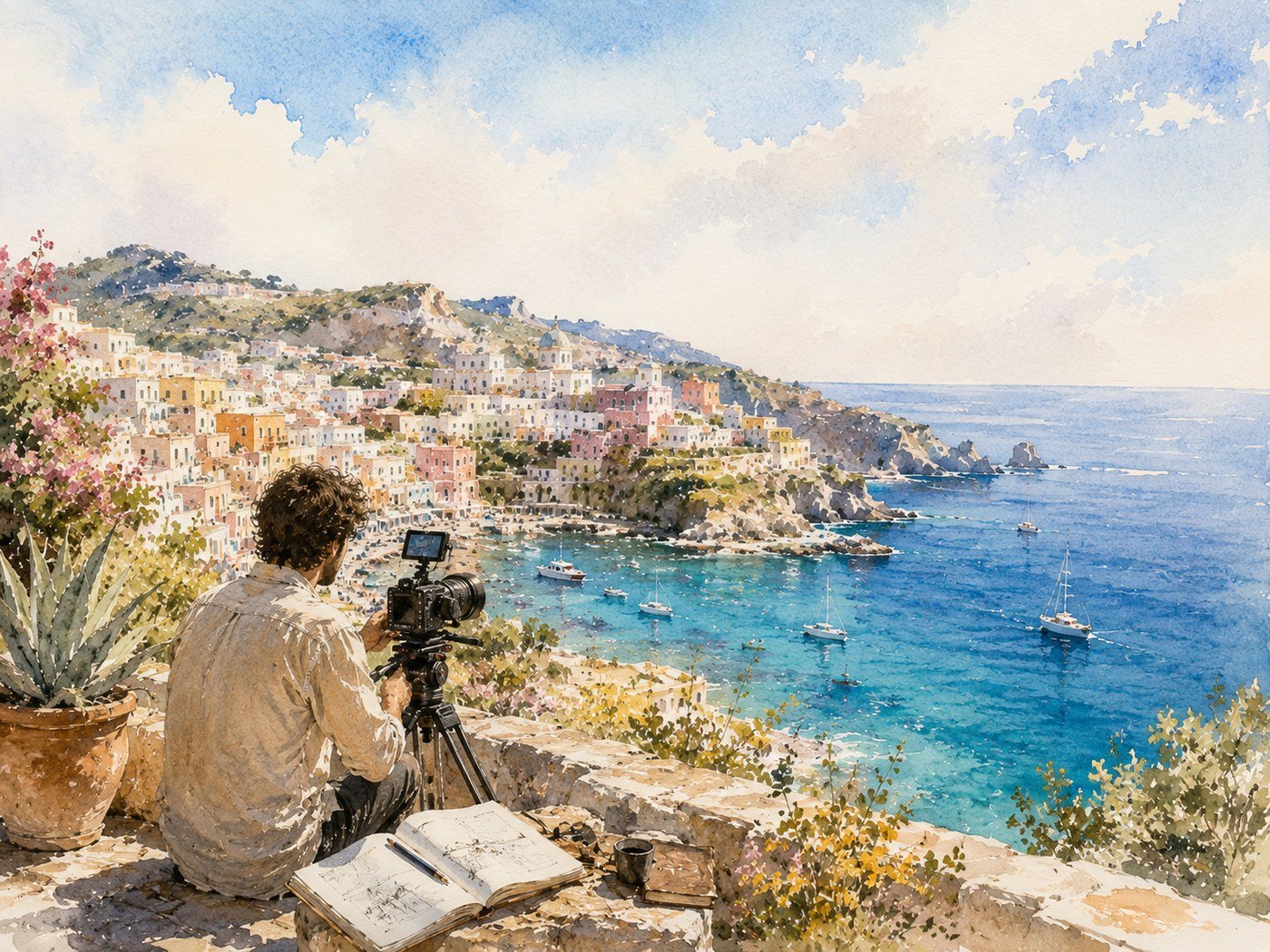 Filmmaker overlooking Ponza